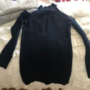 Navy blue, form fitting sweater dress